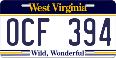 WV license plate OCF394