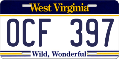 WV license plate OCF397