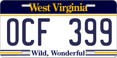 WV license plate OCF399