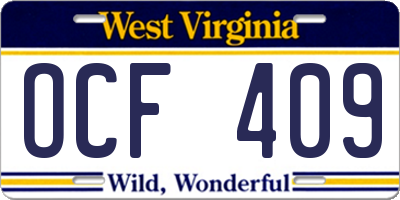 WV license plate OCF409