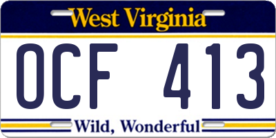 WV license plate OCF413