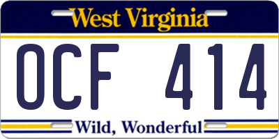 WV license plate OCF414