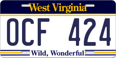 WV license plate OCF424