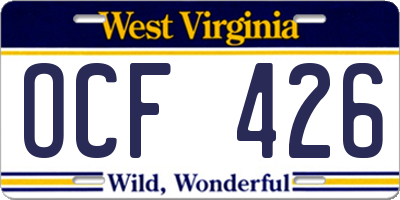 WV license plate OCF426