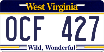 WV license plate OCF427