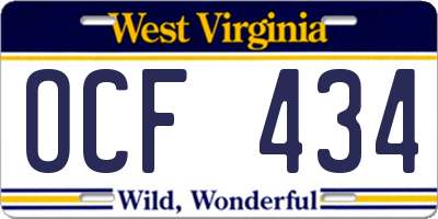 WV license plate OCF434