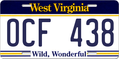 WV license plate OCF438