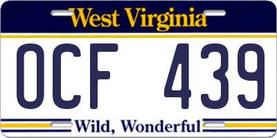 WV license plate OCF439