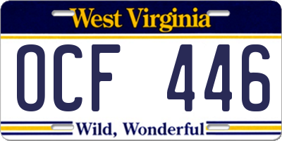 WV license plate OCF446