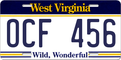 WV license plate OCF456