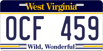 WV license plate OCF459