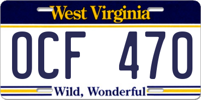 WV license plate OCF470