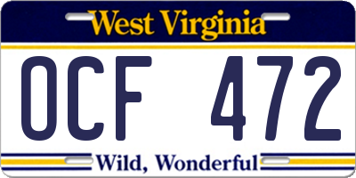 WV license plate OCF472