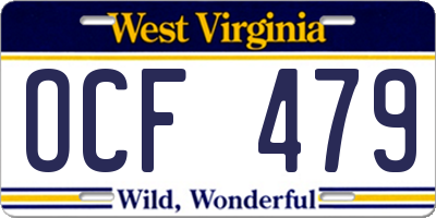 WV license plate OCF479