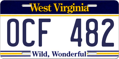 WV license plate OCF482
