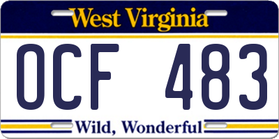 WV license plate OCF483