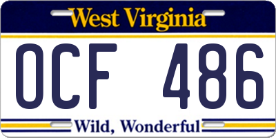 WV license plate OCF486