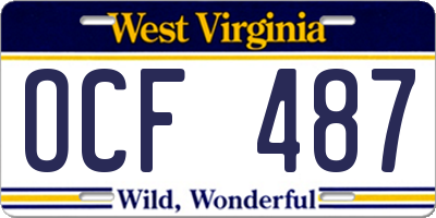 WV license plate OCF487