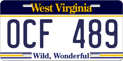 WV license plate OCF489