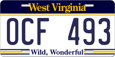 WV license plate OCF493