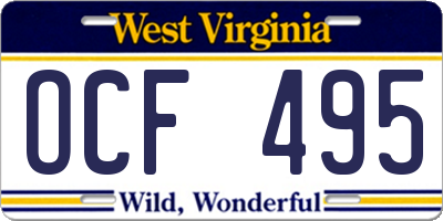 WV license plate OCF495