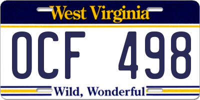 WV license plate OCF498