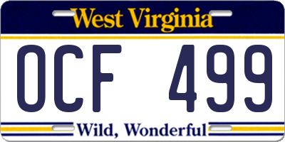 WV license plate OCF499