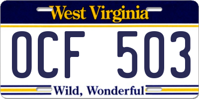 WV license plate OCF503