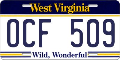 WV license plate OCF509