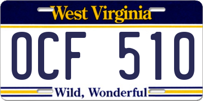 WV license plate OCF510