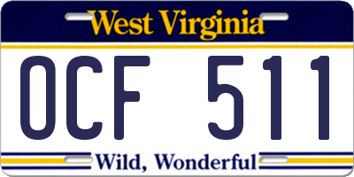 WV license plate OCF511