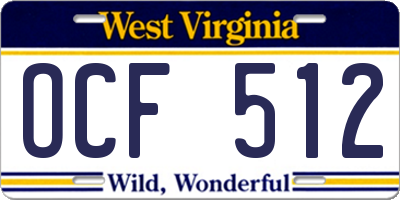 WV license plate OCF512