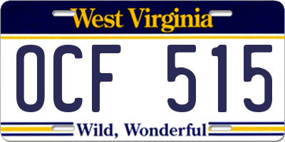 WV license plate OCF515