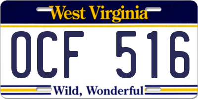 WV license plate OCF516