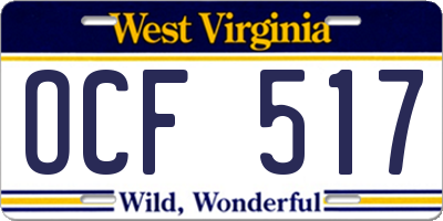 WV license plate OCF517