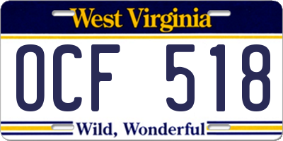 WV license plate OCF518