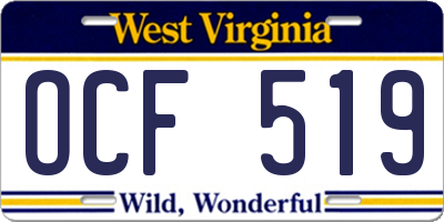 WV license plate OCF519