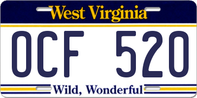 WV license plate OCF520