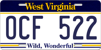 WV license plate OCF522