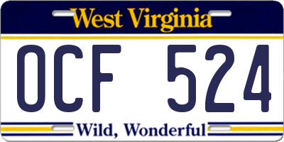 WV license plate OCF524