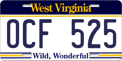 WV license plate OCF525