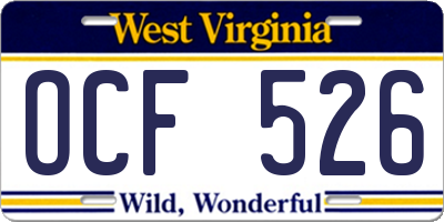 WV license plate OCF526
