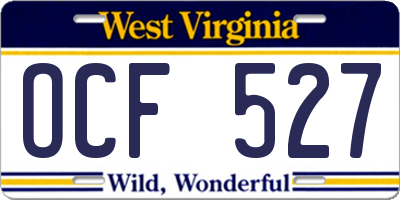 WV license plate OCF527