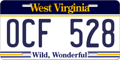 WV license plate OCF528