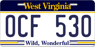WV license plate OCF530