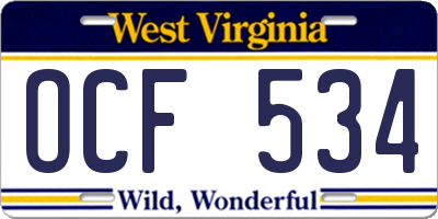 WV license plate OCF534