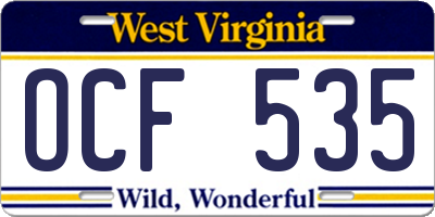WV license plate OCF535