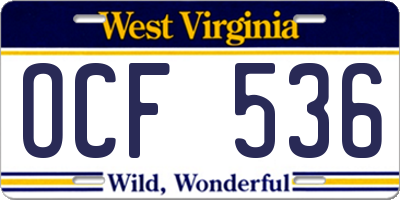 WV license plate OCF536