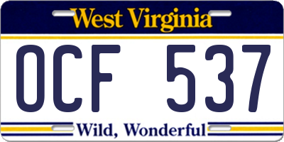 WV license plate OCF537
