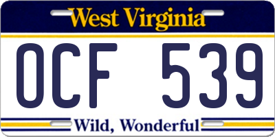WV license plate OCF539